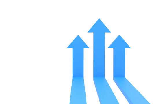 arrows rising on the wall, growth chart or graph investment - booming economic growth breaking record