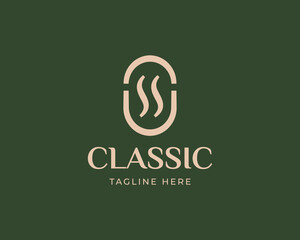Obraz premium Classic and Elegant Oval Coffee Icon Logo
