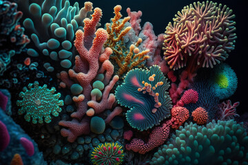 Fototapeta na wymiar A vibrant and colorful coral reef teeming with marine life