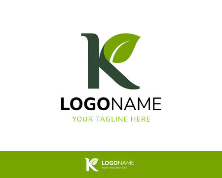 Letter K and leaf logo