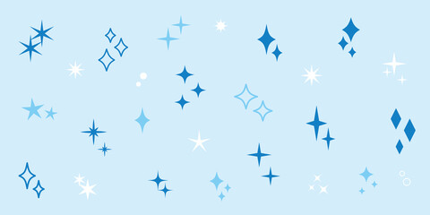 水色　青　キラキラ　アイコン　セット