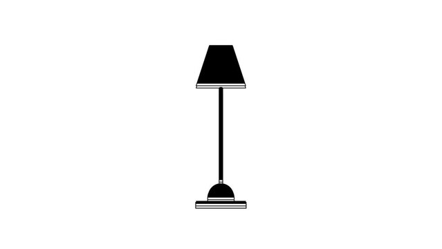 Black Floor lamp icon isolated on white background. 4K Video motion graphic animation