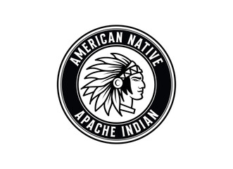 Obraz premium Native American Indian Chief head profile . Mascot sport team logo. 