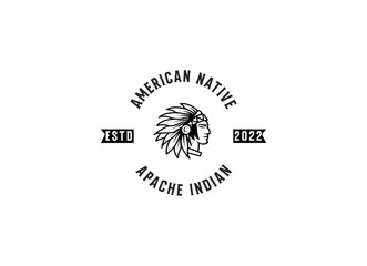 Fototapeta premium Native American Indian Chief head profile . Mascot sport team logo. 