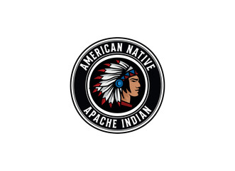 Native American Indian Chief head profile . Mascot sport team logo. 