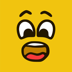 Frightened face. Cartoon face expressions. Doodle characters mouth and eyes illustration.