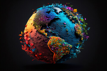 World environment and earth day concept with colorful globe and eco friendly enviroment