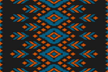 Carpet ethnic ikat pattern art. Geometric ethnic ikat seamless pattern in tribal. Mexican style. Design for background, wallpaper, illustration, fabric, clothing, carpet, textile, batik, embroidery.