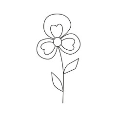Hand drawn spring flower with leaves.