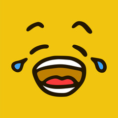 Crying face. Cartoon face expressions. Doodle characters mouth and eyes illustration.
