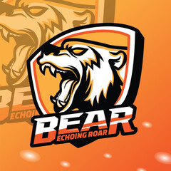 Angry Bear Roar Logo Mascot Vector. Bear Brand Logo