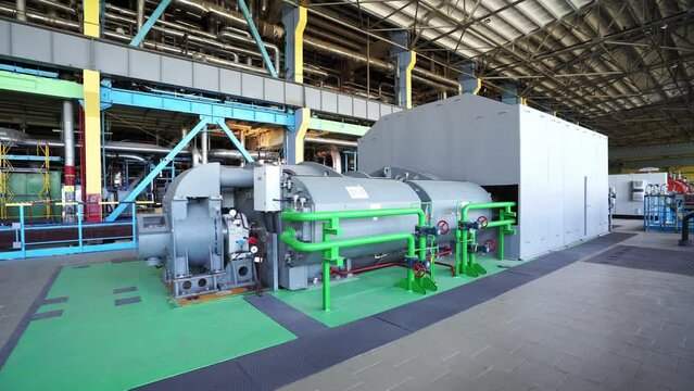 Engineering structure, thermal power station, view of pipes and turbines, energy conversion system, environmental issues, power generation system.
