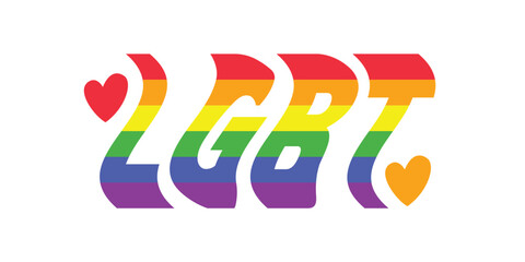 Colorful LGBT text in a flag shape. You can use this LGBT design everywhere, like the LGBT logo, on your website, on LGBT t-shirts, on social media, on the web & banners, on your blog etc.