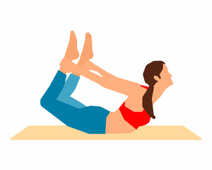 Bow Yoga pose, woman practicing yoga exercise Healthy lifestyle.