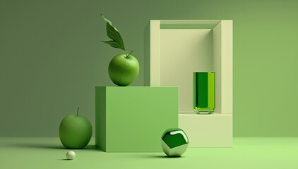 green apple on a shelf