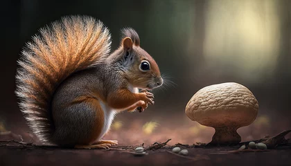 Fotobehang squirrel and acorn generative ai © 3D Station