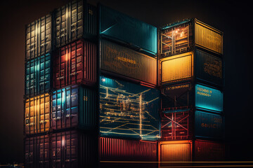 A stack of shipping containers, showcasing the importance of logistics and transportation in the global economy