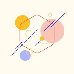 Trendy abstract art geometric background with flat, minimalistic style. Vector poster