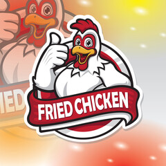 Chicken Logo Design. Fried Chicken Logo.Smile Chicken Thumb Up Mascot Vector Design