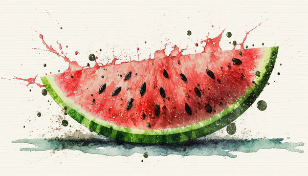 Watermelon - Fruit - Watercolor - Generative AI Art