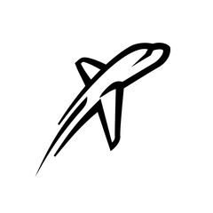 Simple drawing of plane taking off in black and white
