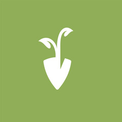 combination leaves and shovel logo icon vector template, great to use for flower shop logos and farm logos