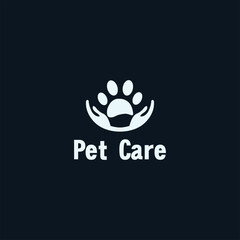 Fototapeta premium pet care logo design paws with hand logo design for pet care, good use for veterinary logo