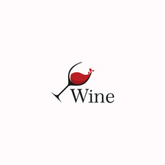 wine glass logo. red wine simple and luxurious logo design template