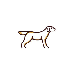 Simple and Cute Dog Line Art Logo Design Template, Simple and Cute Puppy Line Art Logo Design Template