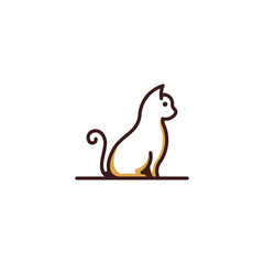 Simple Cute Cat Line Art Logo Design Template, cute cat line art, great to use for logos of shops selling cats and logos of cat lovers community