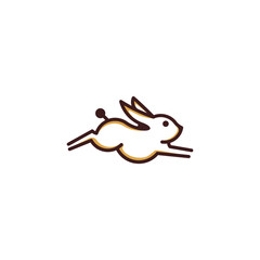 Simple and Cute Rabbit Line Art Logo Design Template
