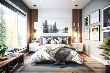 3D rendering of an elegant bedroom Generative AI