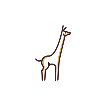 Simple and Cute Giraffe Line Art Logo Design Template
