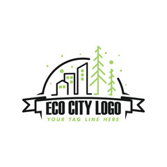 Line Art of Environmentally City Logo Design Template, good for environmentally friendly city logos