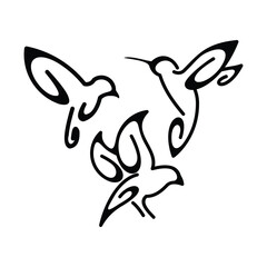 line art of bird, simple line art bird logo design template