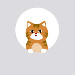 Orange cat drawing in circle background