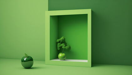 room with green wall and window