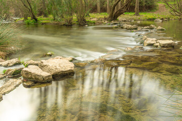 Fototapeta na wymiar water current in a river , long exposure