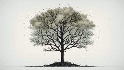 tree silhouette with roots