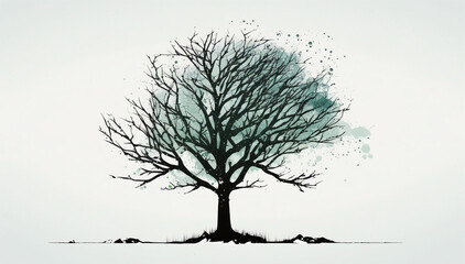 silhouette of a tree in winter