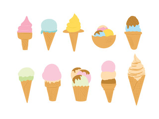 vector hand drawn ice cream cones