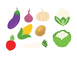 set of vegetables and fruits vector illustration