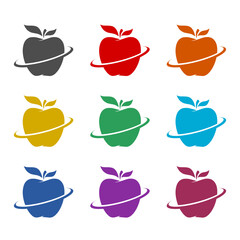 Apple Fruit Logo Design icon isolated on white background. Set icons colorful