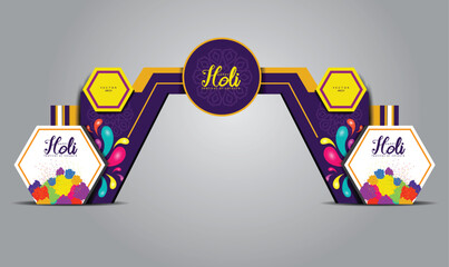 Indian festival Holi Gate entrance vector illustration for mock up event display, arch design