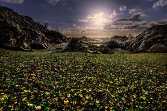 Playa de los cristales en laxe, galicia