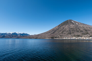 冬の奥日光　中禅寺湖と男体山　歌ヶ浜からの風景　2月