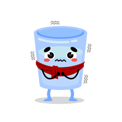 cute drinking glass mascot with a cold expression.