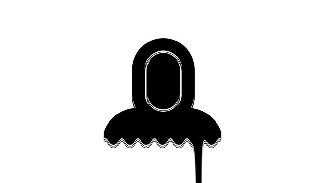 Black Medieval hood icon isolated on white background. Hooded sweatshirt. 4K Video motion graphic animation