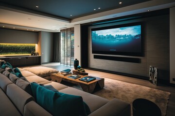 Cutting-Edge Home Entertainment Room with Seamless Viewing Experience