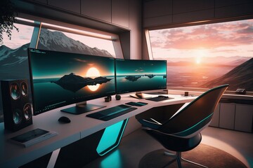 Seamless Remote Working Experience with Futuristic Home Office